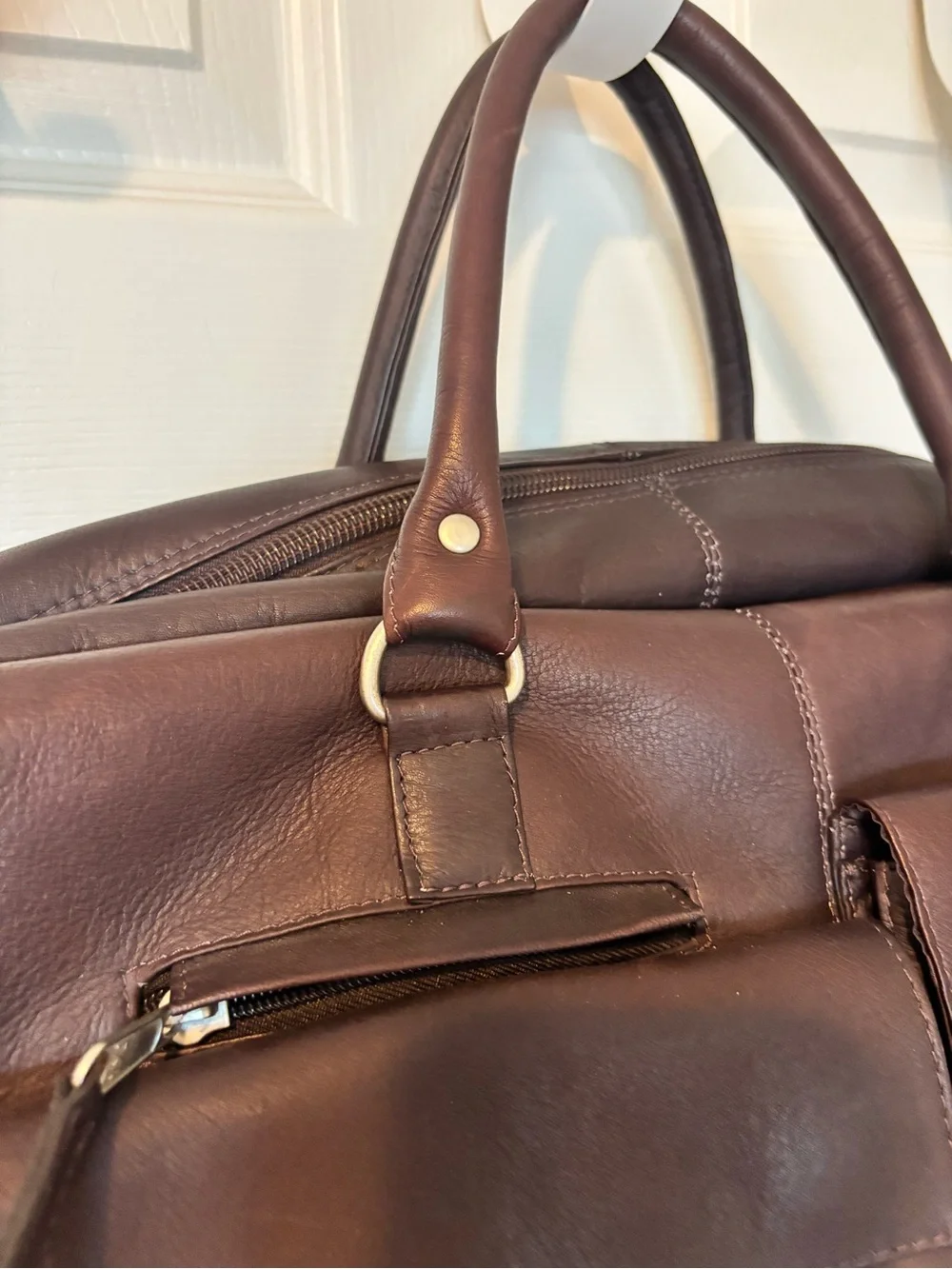 Men's Leather Weekender Duffel Bag - Brown